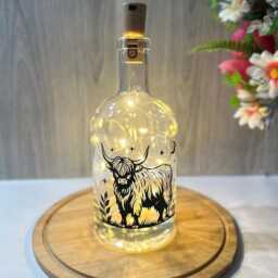 Highland Cow Bottle Lamp, Led String Lights, Decorative Light Up , Home Decor - thumbnail 2