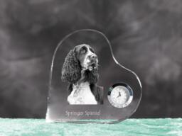 English Springer Spaniel - Crystal Clock in The Shape Of A Heart With Image Pure-Bred Dog - thumbnail 1
