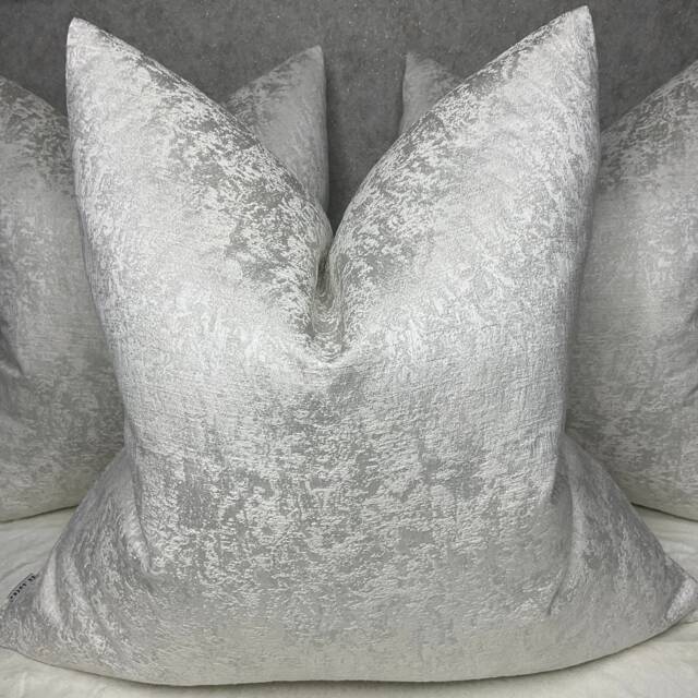 White Silver Shimmer Cushion Cover, Euro Sham Pillow Bed Cushion Cover, Diana Designer White Bedding - image 1