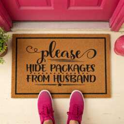 Funny Doormat Hide Packages From Husband, Welcome Mat, Housewarming Gift, Wife New Home Door Coir, Doormats - thumbnail 4
