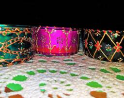 Indian Painted Tea Light Holders - Set Of 3 - Diwali Christmas Decor