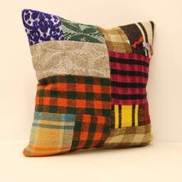 Handmade Square Patchwork Kilim Pillow 18x18 Inch(45x45 cm Bohoturkish Kilim Pillowcover Chair Oblong Cushioncover Pillows 4Kbf-159 - thumbnail 2