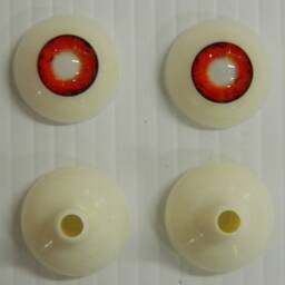 Pair Of Life Size Realistic Human Acrylic Full Round Eyes For Halloween Props, Masks, Dolls Red Blind - thumbnail 2