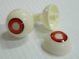 Pair Of Life Size Realistic Human Acrylic Full Round Eyes For Halloween Props, Masks, Dolls Red Blind