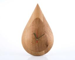 Modern Minimalist Wood Wall Clock - Handmade Oak Teardrop Design, Scandinavian Style - thumbnail 1