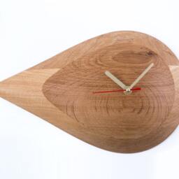 Modern Minimalist Wood Wall Clock - Handmade Oak Teardrop Design, Scandinavian Style - thumbnail 2