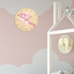 Children Wall Clock - Unicorn With Personalizen Name, Numbers, Gift, Funny Clock, Kids Girls - thumbnail 3