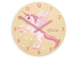 Children Wall Clock - Unicorn With Personalizen Name, Numbers, Gift, Funny Clock, Kids Girls