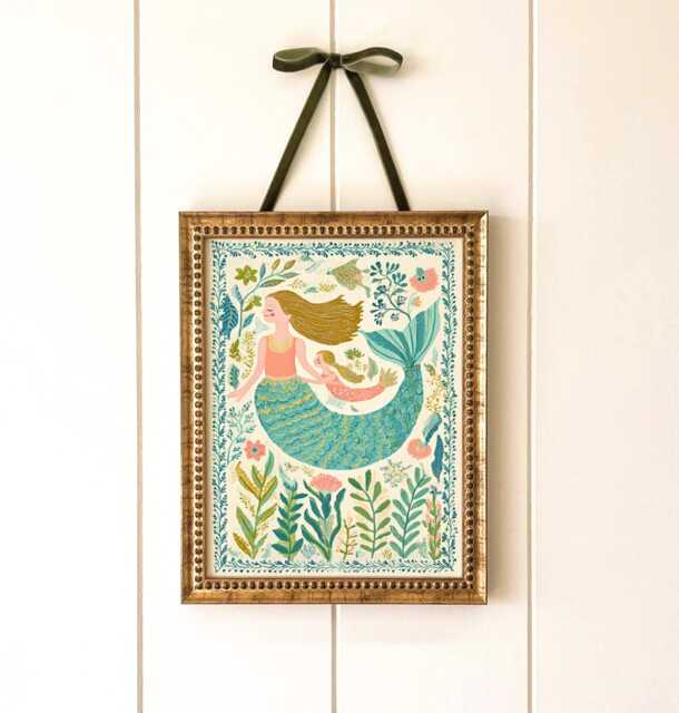 Mermaid Nursery Wall Art Print - Whimsical Illustration For Children's Room - image 1