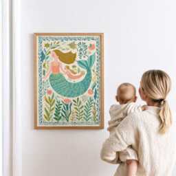 Mermaid Nursery Wall Art Print - Whimsical Illustration For Children's Room - thumbnail 3