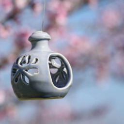 Handmade Ceramic Bird Feeder, Cheerful Backyard Decor