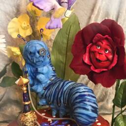 Made To Order Alice in Wonderland Blue Caterpillar & Hookah Figure By Sutherland Mushroom Base Sold Seperate - thumbnail 3