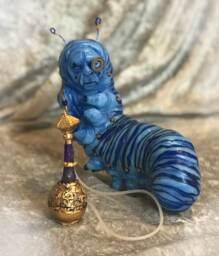 Made To Order Alice in Wonderland Blue Caterpillar & Hookah Figure By Sutherland Mushroom Base Sold Seperate - thumbnail 1