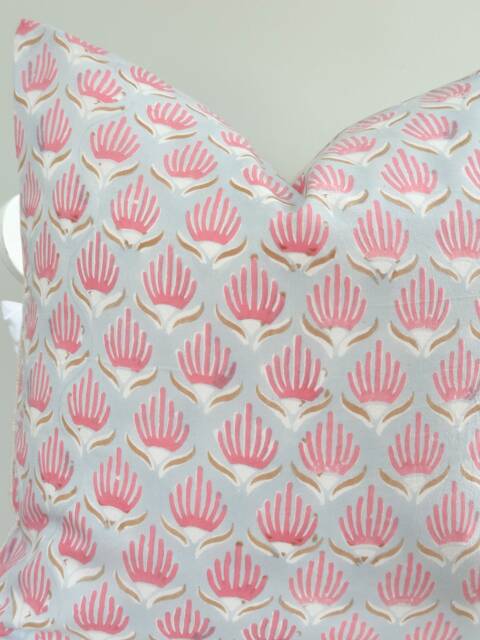Indian Block Print Pillow Cover , Cotton Voile Hand Mede - image 1