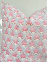 Indian Block Print Pillow Cover , Cotton Voile Hand Mede - thumbnail 1