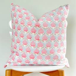 Indian Block Print Pillow Cover , Cotton Voile Hand Mede - thumbnail 2