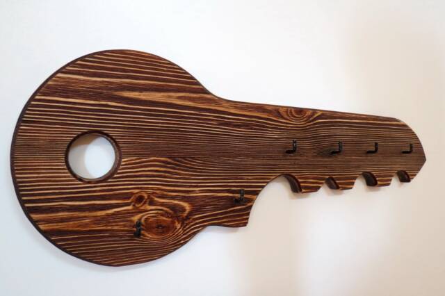 Wood Key Large Decorative Key Organizer Rustic Holder Hooks Wood Wall Hook - image 1