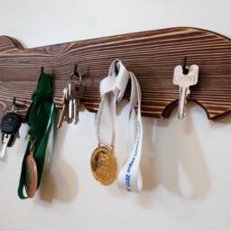 Wood Key Large Decorative Key Organizer Rustic Holder Hooks Wood Wall Hook - thumbnail 3