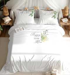 Mr & Mrs Wedding Duvet Cover Set, Floral Design Anniversary Gift - thumbnail 1