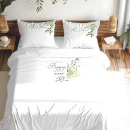 Mr & Mrs Wedding Duvet Cover Set, Floral Design Anniversary Gift - thumbnail 3