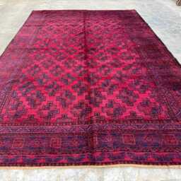6x9 Afghan Khal Mohammadi Hand-Knotted Wool Rug, Deep Red Tribal Geometric Carpet, Traditional Oriental Area Rug For Living Room, Office - thumbnail 3