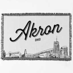 Akron Ohio City Blanket - Woven Throw Gift, Black & White Skyline Art, Fun Home Decor, Cozy Soft Gift - thumbnail 2