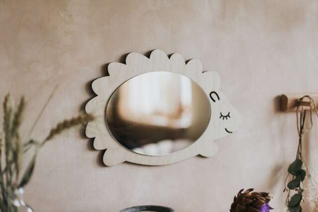 Handcrafted Wooden Kids Mirror, Shatterproof Organic Glass - image 1