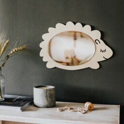Handcrafted Wooden Kids Mirror, Shatterproof Organic Glass - thumbnail 3