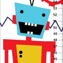 Personalized Robot Growth Chart, Kids Wall Art, Robot Nursery Decor, Canvas Chart - thumbnail 1