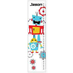 Personalized Robot Growth Chart, Kids Wall Art, Robot Nursery Decor, Canvas Chart - thumbnail 2