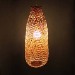 Rustic Bamboo Pendant Light Teardrop Woven Lamp Shade - thumbnail 3