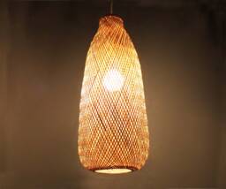 Rustic Bamboo Pendant Light Teardrop Woven Lamp Shade - thumbnail 1