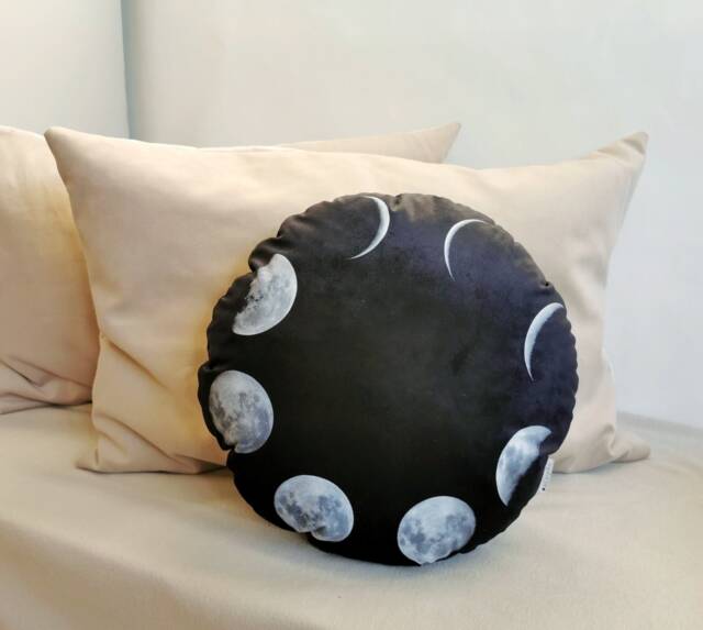 Moon Phase Velvet Pillow, Witchy Cosmic Cushion, Gift For Celestial Home Decor, Moon Lovers, & Cozy Cosmic Vibes in Any Space