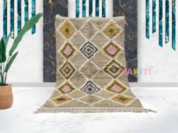 Yakiti - 5X8Ft Moroccan Rug, Beni Ourain Area Modern Wool Living Room Beniourain Handmade Soft Carpet, 147 cm X 250 - thumbnail 1