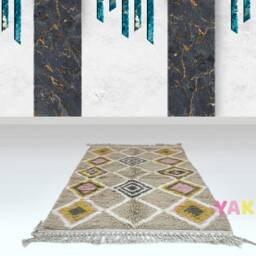 Yakiti - 5X8Ft Moroccan Rug, Beni Ourain Area Modern Wool Living Room Beniourain Handmade Soft Carpet, 147 cm X 250 - thumbnail 2