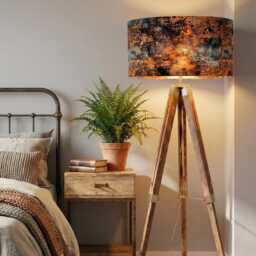 Handmade By Order Luxury Metal Oxidation Rusting Print Velvet Drum Lamp Shade Pendant Light Spice Copper Teal All Shapes & Size - thumbnail 2