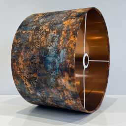 Handmade By Order Luxury Metal Oxidation Rusting Print Velvet Drum Lamp Shade Pendant Light Spice Copper Teal All Shapes & Size - thumbnail 3