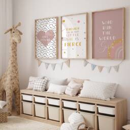 Set Of 3 Sage Green Nursery Prints Rainbow Girls Room Decor, Inspirational Quote Print - thumbnail 3