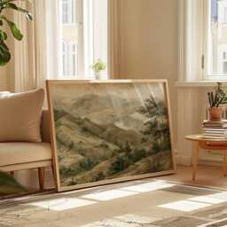 Green Mountain Poster, Misty Valley Print, Landscape Wall Art, Paper - thumbnail 4