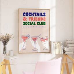 Cocktail Social Club Print Hand-Drawn Illustration Wall Art - thumbnail 3