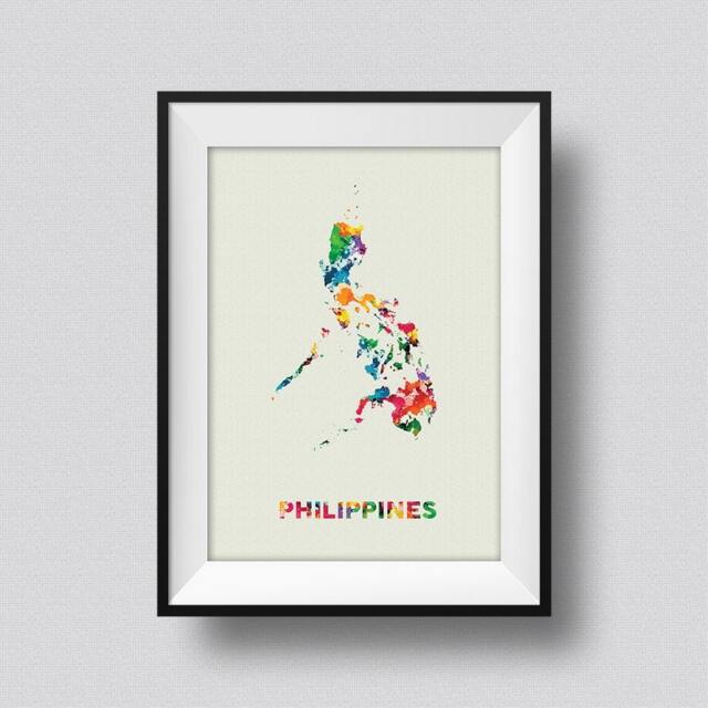 Philippines Watercolor Map Art Print Ink Splash Poster Canvas