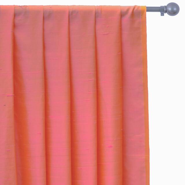 Pink & Gold Silk Dupioni Curtain Panels - Rod Pocket, Grommet, Box Pleat, Three Pinch Tab Top & Plain Ring Top - image 1