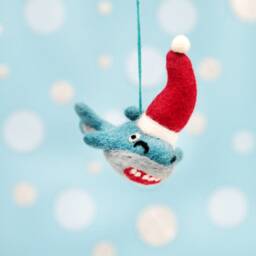 Personalised Felt Shark Christmas Tree Decoration - Underwater Decorations Unique Bauble Personalized Name Gift - thumbnail 4