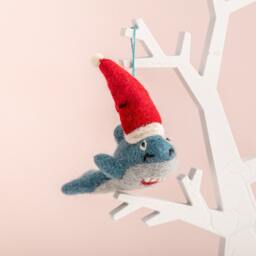 Personalised Felt Shark Christmas Tree Decoration - Underwater Decorations Unique Bauble Personalized Name Gift - thumbnail 3
