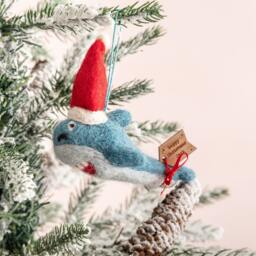 Personalised Felt Shark Christmas Tree Decoration - Underwater Decorations Unique Bauble Personalized Name Gift - thumbnail 2