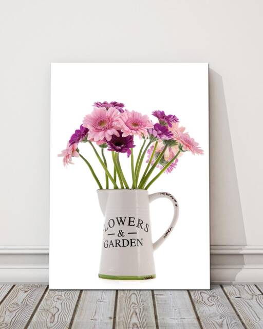 Floral Still Life Canvas Print - Flowers in Vase, Botanical Wall Art - image 1