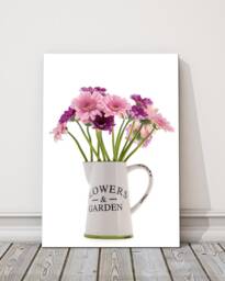 Floral Still Life Canvas Print - Flowers in Vase, Botanical Wall Art - thumbnail 1
