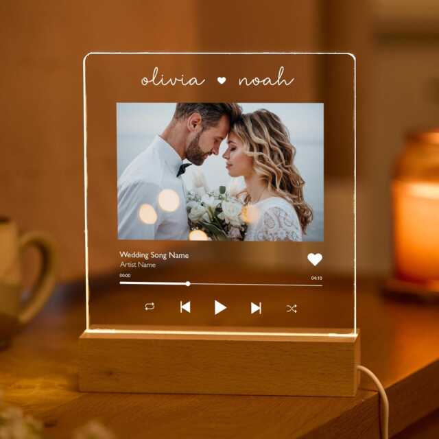 Personalised Led Music Plaque Custom Song Photo Night Light Gift For Couples Wedding Anniversary Valentine's Day Engagement Keepsake Her - image 1