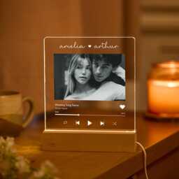 Personalised Led Music Plaque Custom Song Photo Night Light Gift For Couples Wedding Anniversary Valentine's Day Engagement Keepsake Her - thumbnail 2