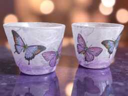 Purple Butterflies, Glass Tealight Holder, Bud Vase, Home Decor, Remembrance , Gift Ideas